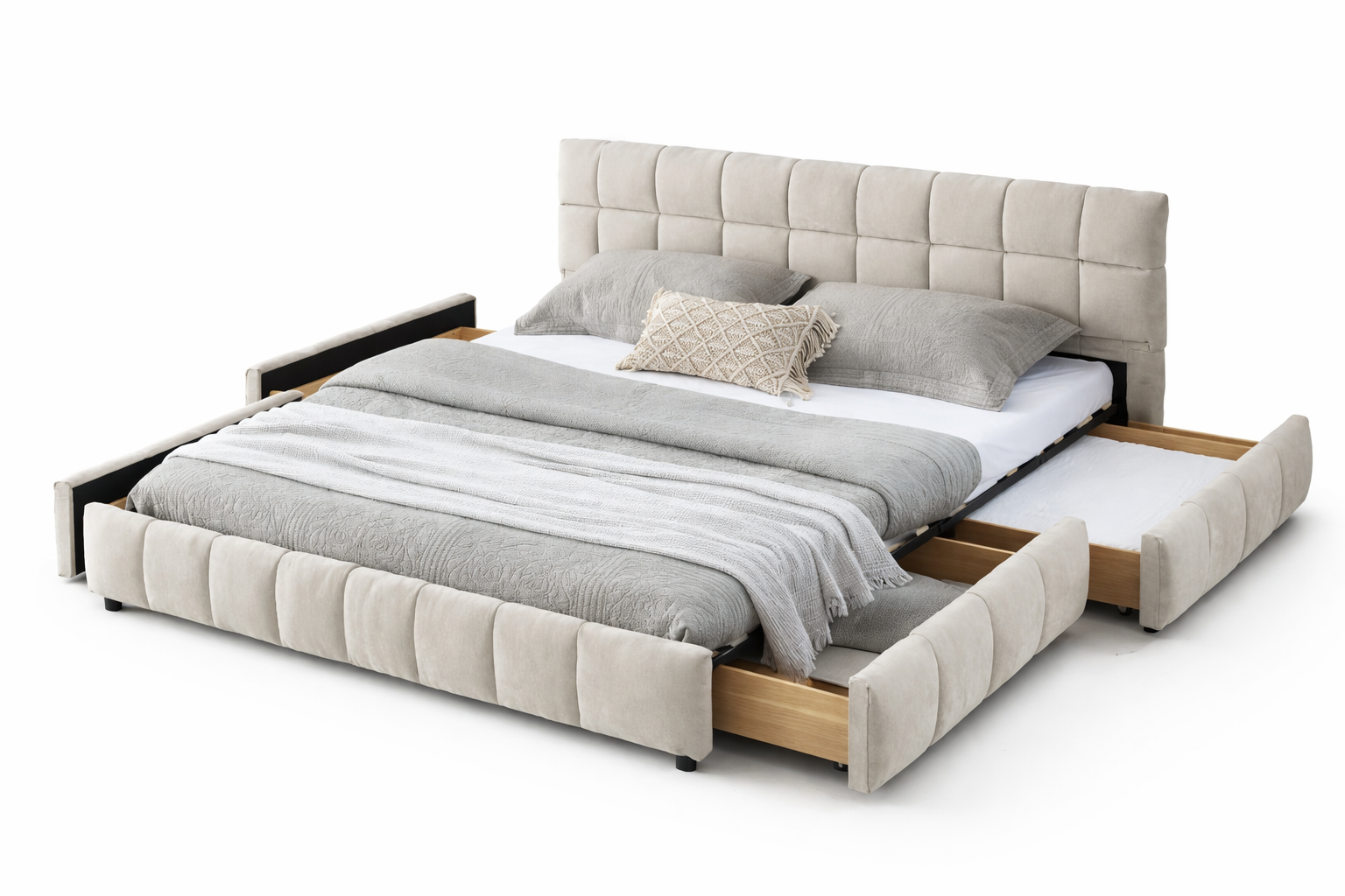 Patsi Designer Storage Bed – Soft Panel Headboard & 4 Drawers